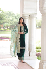 Glorious Blue Velvet with Zari Work Palazzo Suit