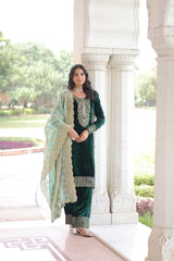 Glorious Blue Velvet with Zari Work Palazzo Suit