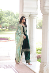Glorious Blue Velvet with Zari Work Palazzo Suit