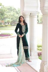 Glorious Blue Velvet with Zari Work Palazzo Suit