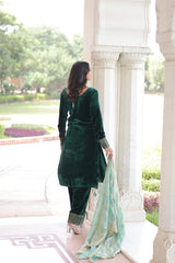 Glorious Blue Velvet with Zari Work Palazzo Suit