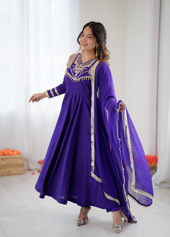 Gorgeous Red Silk Codding Work Anarkali Gown