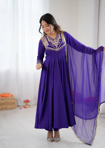 Gorgeous Red Silk Codding Work Anarkali Gown