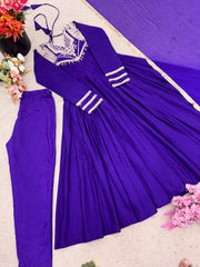 Gorgeous Red Silk Codding Work Anarkali Gown