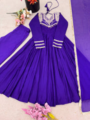 Gorgeous Red Silk Codding Work Anarkali Gown