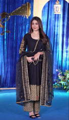 Lovely Black Georgette Embroidery Anarkali Suit