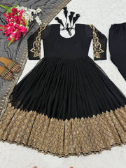 Lovely Black Georgette Embroidery Anarkali Suit