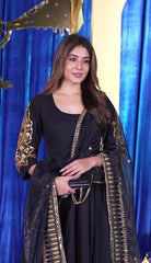 Lovely Black Georgette Embroidery Anarkali Suit
