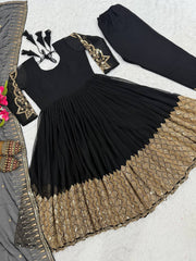 Lovely Black Georgette Embroidery Anarkali Suit