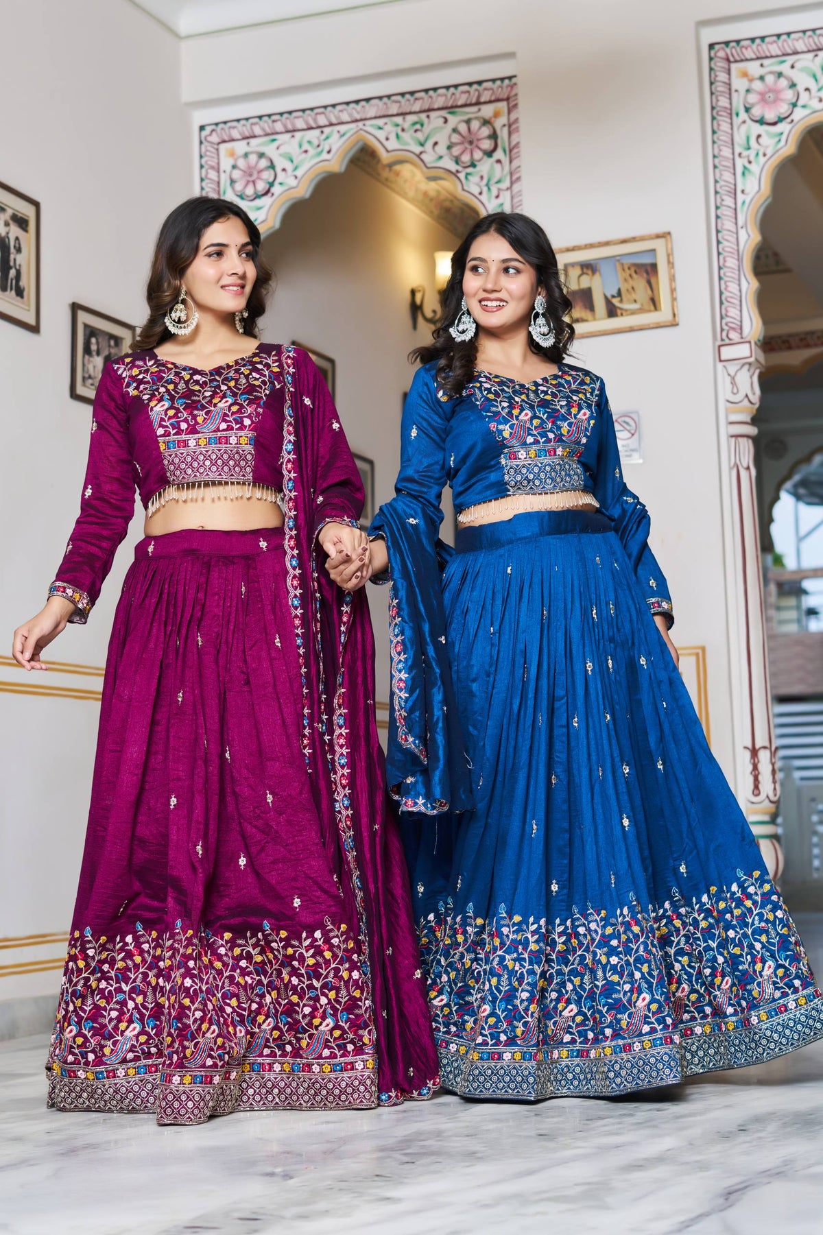 Exclusive Blue Silk Embroidery Lehenga Choli