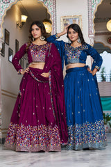 Exclusive Blue Silk Embroidery Lehenga Choli
