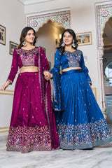 Exclusive Blue Silk Embroidery Lehenga Choli