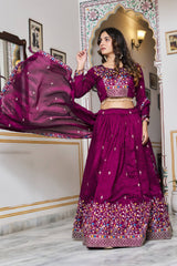 Exclusive Blue Silk Embroidery Lehenga Choli