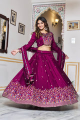 Exclusive Blue Silk Embroidery Lehenga Choli