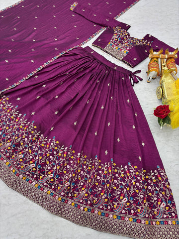 Exclusive Blue Silk Embroidery Lehenga Choli