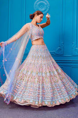 Admiring White Net Embroidery Work Lehenga Choli