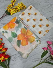 Fancy White Taby Silk Work Saree