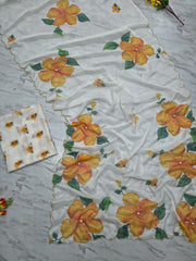 Fancy White Taby Silk Work Saree