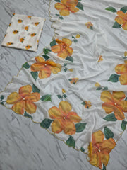 Fancy White Taby Silk Work Saree