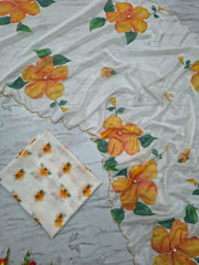 Fancy White Taby Silk Work Saree