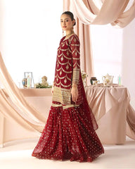 Pretty Maroon Georgette Sequence Work Sharara Suit