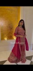 Admiring Red Georgette Sequence Work Sharara Suit