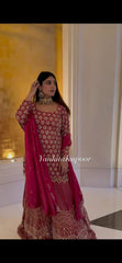 Admiring Red Georgette Sequence Work Sharara Suit