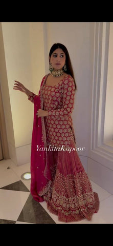 Admiring Red Georgette Sequence Work Sharara Suit