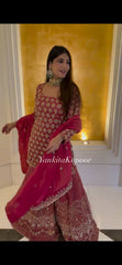 Admiring Red Georgette Sequence Work Sharara Suit