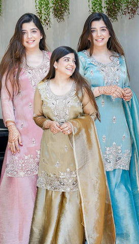 Innovative Pink Silk With Embroidery Work Sharara Suit