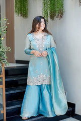 Innovative Pink Silk With Embroidery Work Sharara Suit