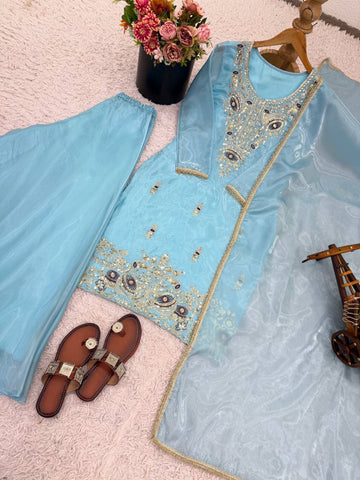 Innovative Pink Silk With Embroidery Work Sharara Suit