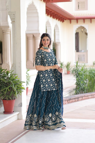 Awesome Pink Georgette Embroidered Sharara Suit