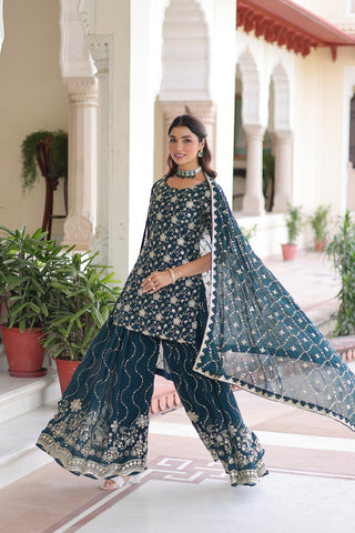 Awesome Pink Georgette Embroidered Sharara Suit