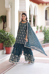 Awesome Pink Georgette Embroidered Sharara Suit