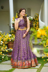 Exclusive Purple Organza Digital Printed Lehenga