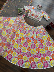 Charming White Georgette with Sequence Work Lehenga Choli