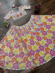 Charming White Georgette with Sequence Work Lehenga Choli