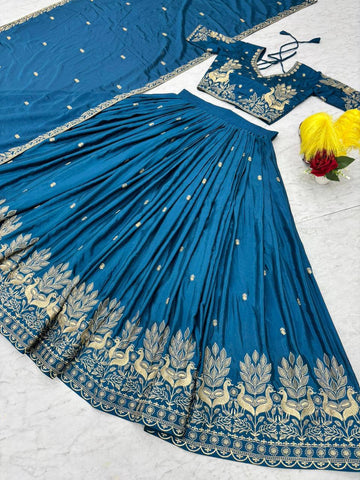 Admiring Pink Chinon Embroidery Work Lehenga Choli