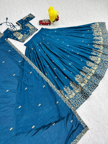 Admiring Pink Chinon Embroidery Work Lehenga Choli