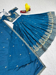 Admiring Pink Chinon Embroidery Work Lehenga Choli