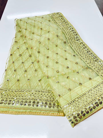 Daisy Green Net with Sequins Work Saree