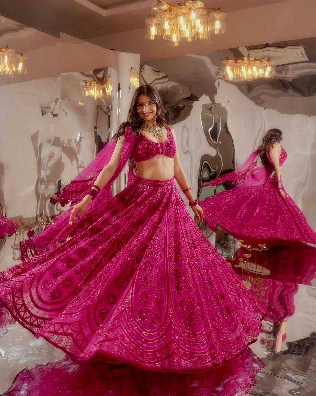 Gorgeous Pink Silk with Dori Work Lehenga Choli