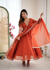 Glorious Pink Faux Sequence Work Anarkali Gown
