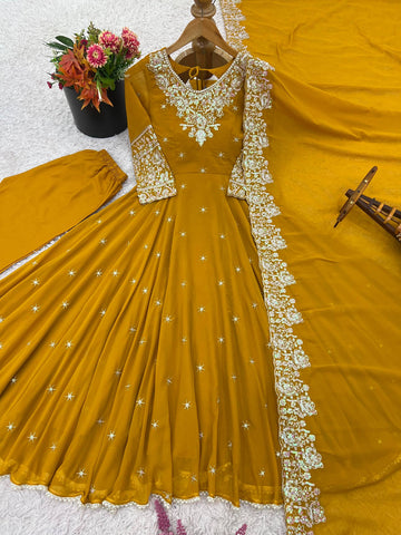 Glorious Pink Faux Sequence Work Anarkali Gown