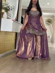 Pretty Orange Silk Embroidery Work Palazzo Suit