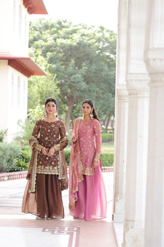 Lovely Fendy with Rich Sequins Embroidered work Sharara Suit