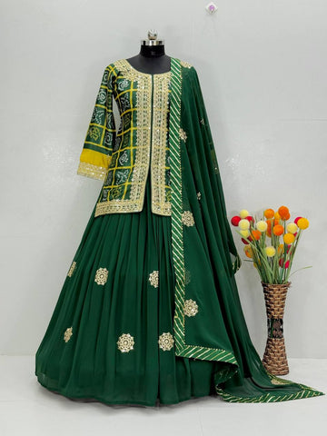 Designer Red Chinon Embroidery Work Lehenga Choli