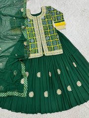 Designer Red Chinon Embroidery Work Lehenga Choli