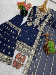 Daisy Blue Georgette Sequence Work Sharara Suit